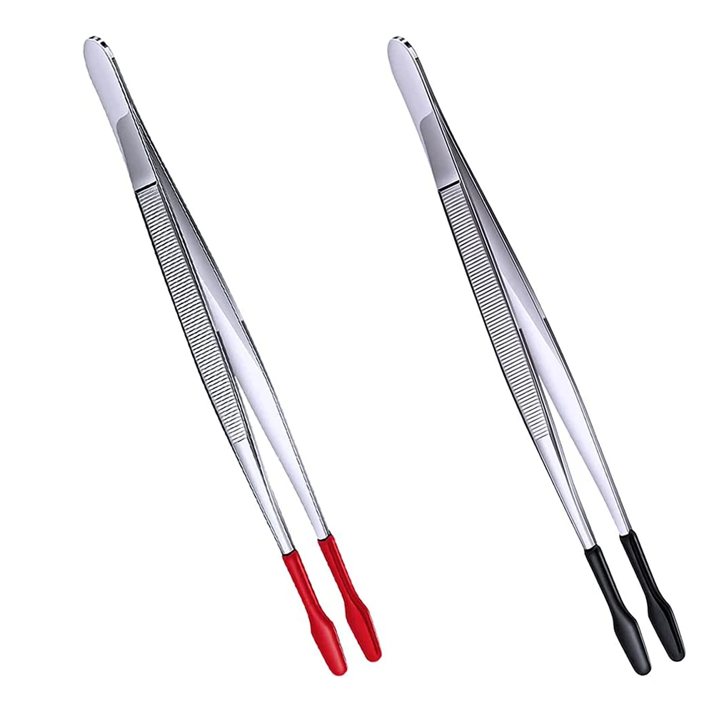 

ABNC-2 Pcs Rubber Tipped Tweezers Soft Tipped Tweezers PVC Coated Soft Flat Tip Lab Industrial Hobby Craft Tweezers Tools