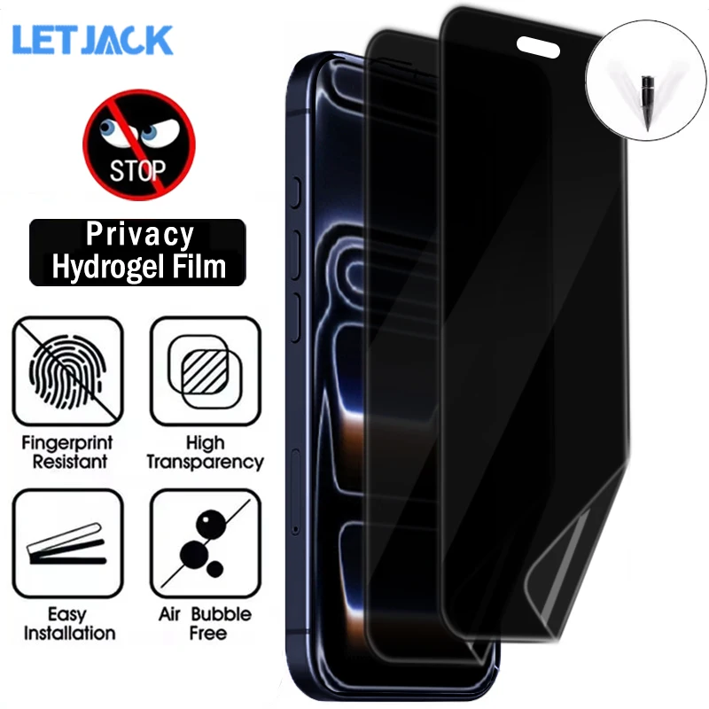 Full Coverage Privacy Hydrogel Film for iPhone 17 16 15 14 13 12 Pro Max Mini Plus 17Air 16e Soft Anti-Spy Screen Protectors