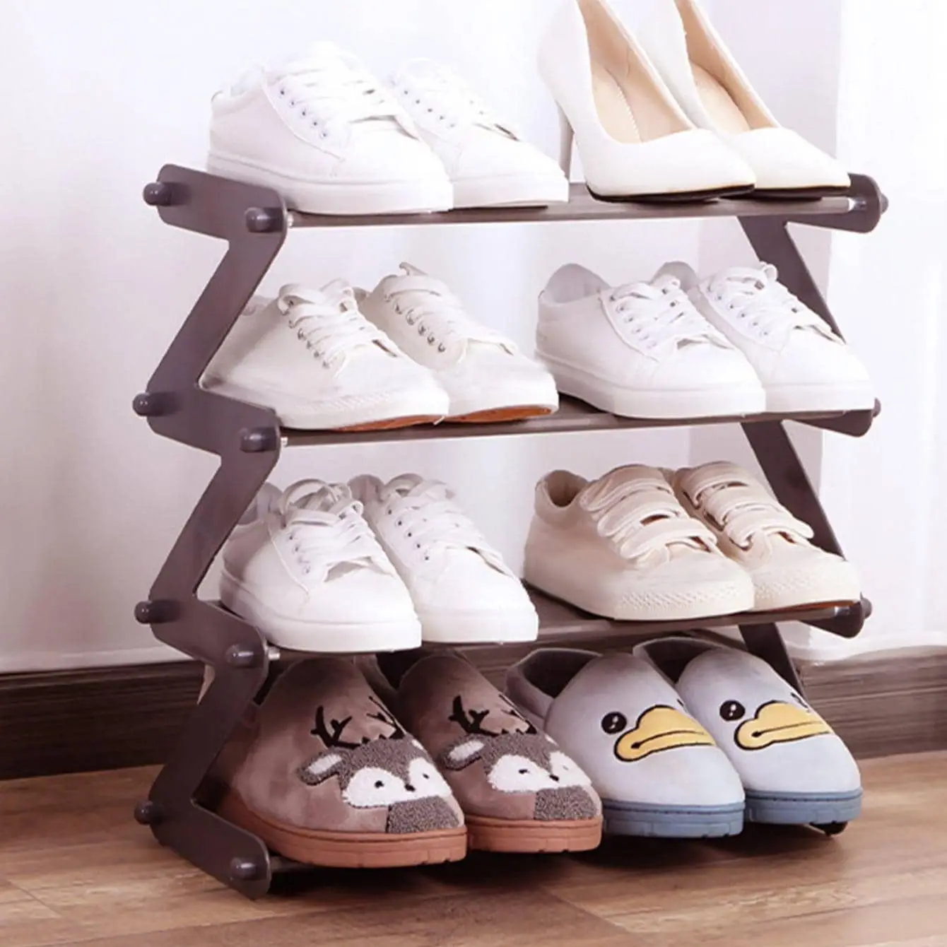 1 set - Household Simple Multi-layer Space-saving X-shaped Shoe Rack Multi-functional Assembly Shoe Cabinet Dust-proof Storage R