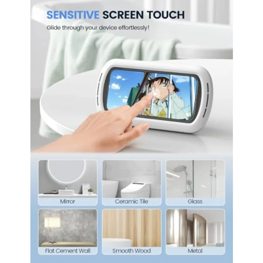 Shower Phone Holder with Speaker Holes, IPX6 Waterproof Clear Sound and 480° Rotation Shower Case Accessories, Waterproof Bathr - view 5