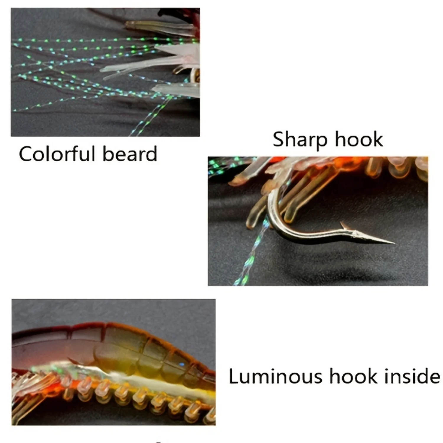 7pcs Super-Luminous Shrimp Silicone Soft Fishing Lure Set - Life-Like Baits with Pre-Attached  for Maximum Fish Catching Success