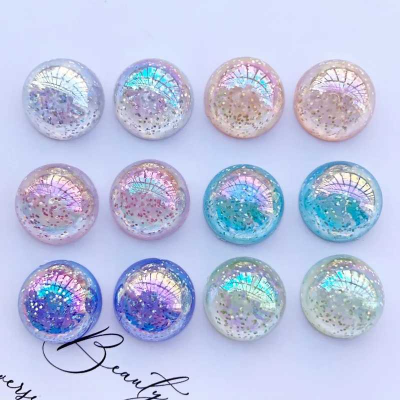 30pcs Bling Flat Back Resin Cabochon Scrapbooking Round Acrylic Patch DIY Phone Case Hair Clip Shoes Jewelry Crafts Accessories