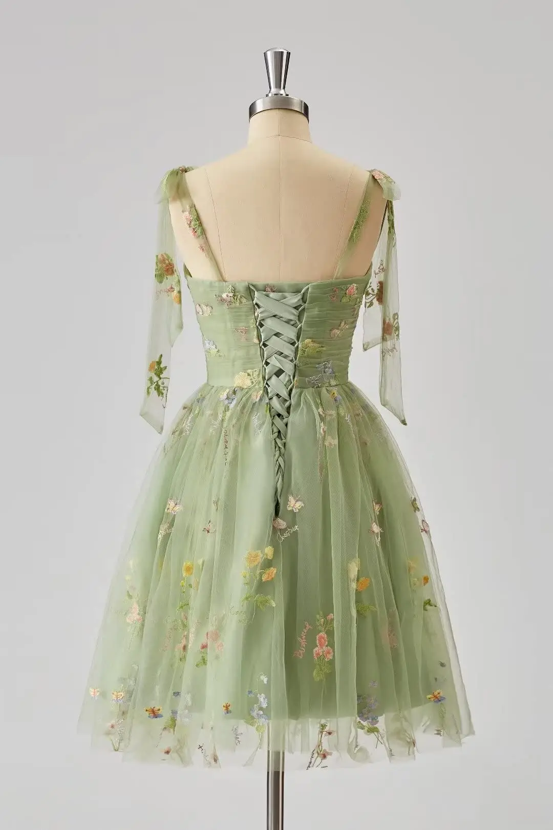 Tule curto vestidos de baile flor bordado vestido de baile manga inchada a linha formal vestidos de festa à noite