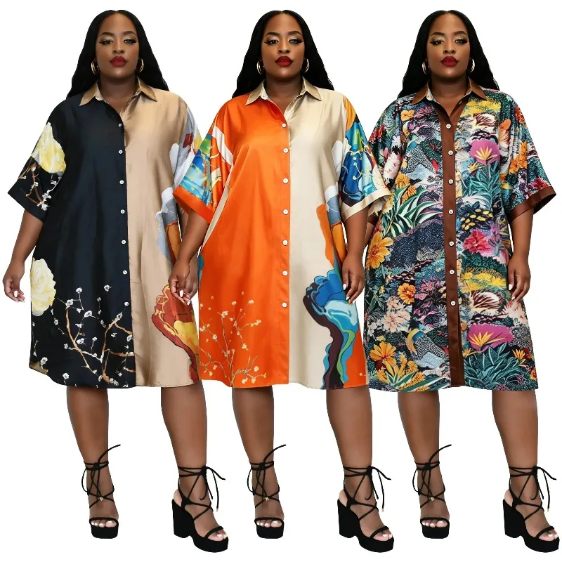 vestidos-africanos-para-mulheres-roupas-de-verao-e-outono-da-Africa-blusa-vestido-slim-com-decote-em-v-e-manga-3-4-trajes-para-escritorio-e-festas