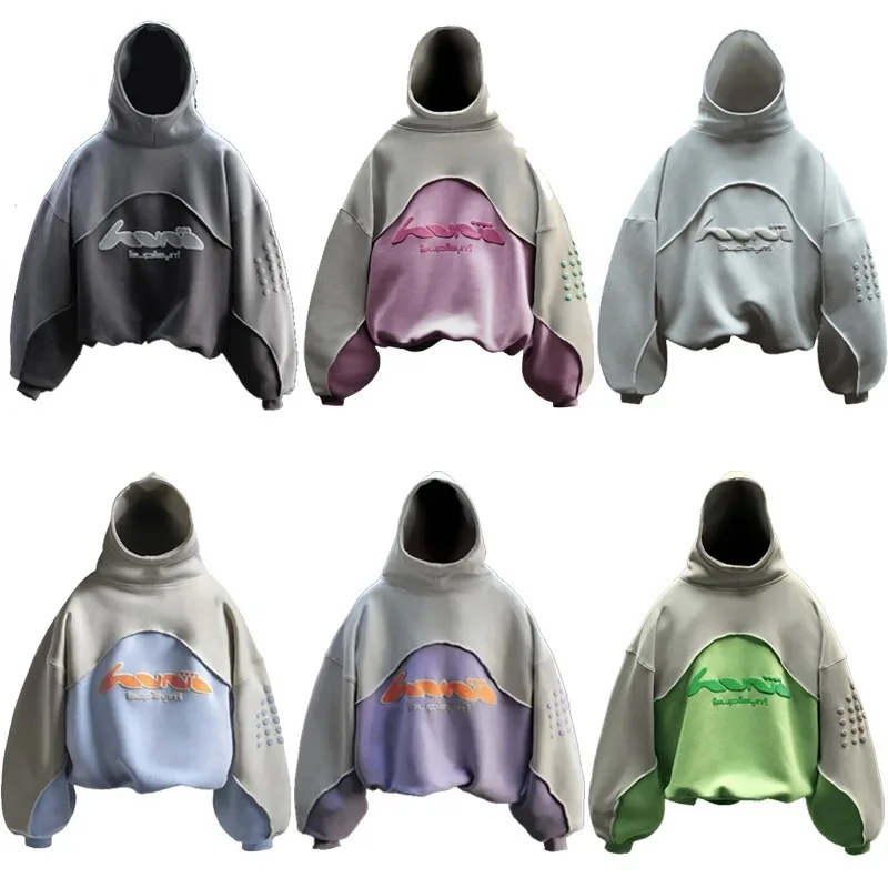 Y2K Harajuku Hoodie Foam printing Splicing Design Oversized hoodie vintage Hip Hop streetwear Men women fashion sweatshirt top