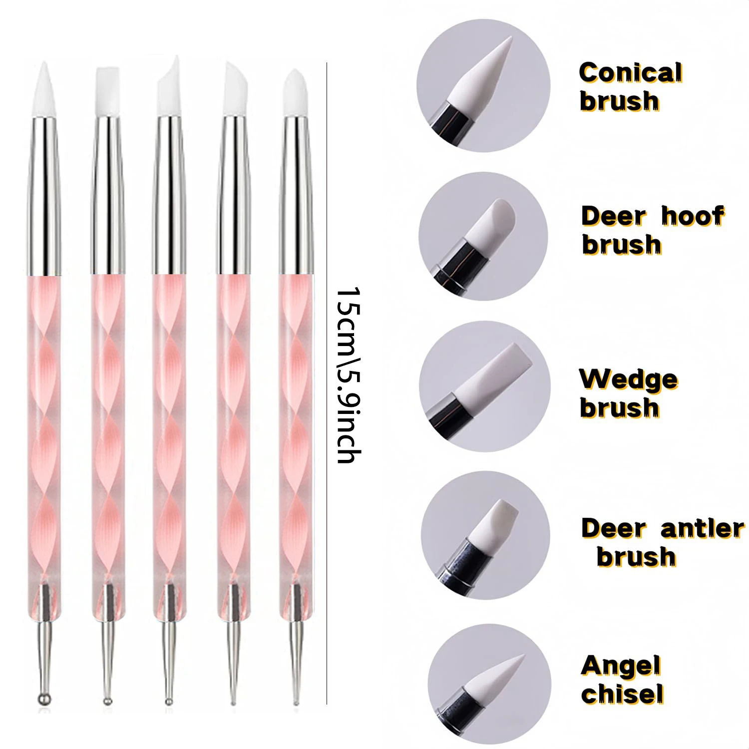 5 PCS Dual-Ended Nail Art Dotting Tools 3D Silicone Sculpting Pens Manicure DIY Decoration Nail Art Design