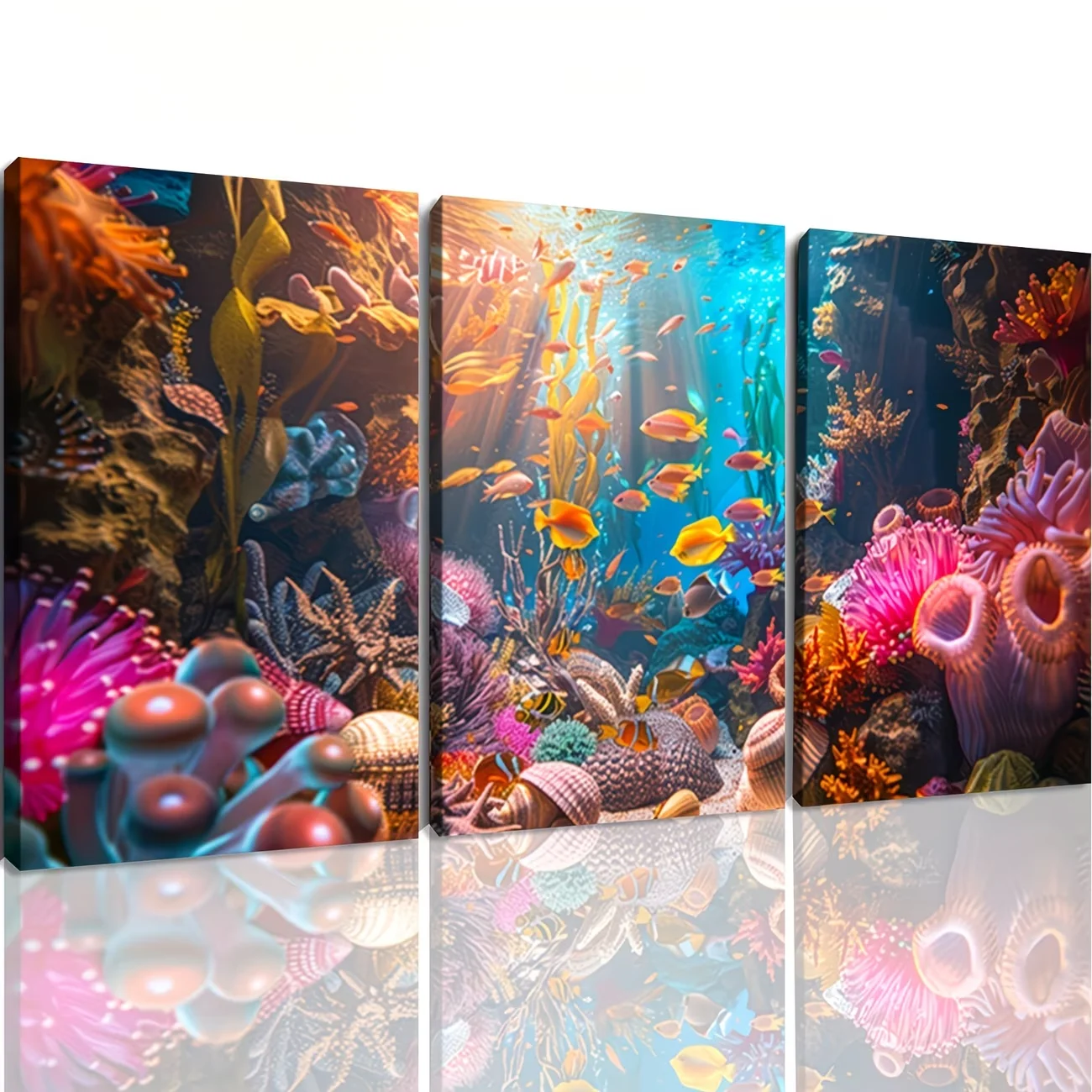 5D DIY Diamond Embroidery Picture Vivid Coral Reef Landscape Art 3Pcs Diamond Painting Cross Stitch Mosaic Wall Decor