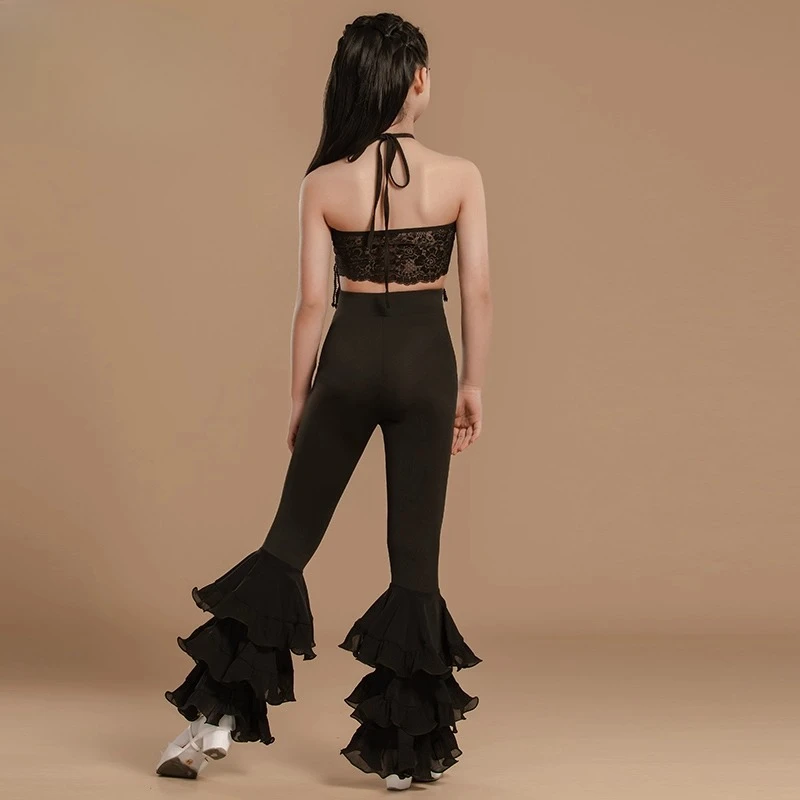 

Girls' Latin dance dress bottom wear, dance practice long pants, children's national standard modern pants, megaphone set