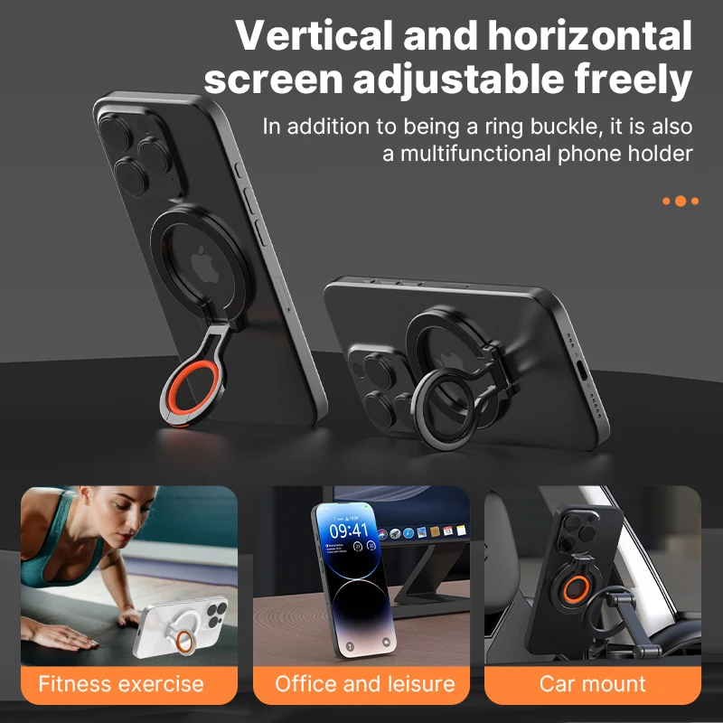 Magnetic Cell Phone Ring Holder Compatible with iPhone 15 13 14 15 Series MagSafe Removable Cell Phone Grip Kickstand