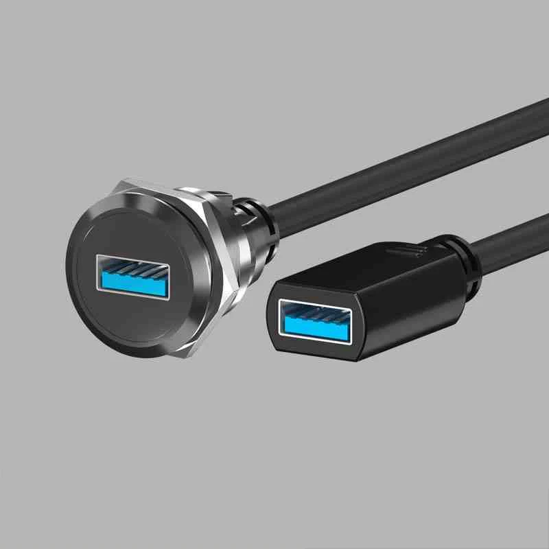 USB3.0 Panel Mount USB A socket to socket with cable USB adapter Pass Through Coupler Pass Through Usb Connector with 20mm cable