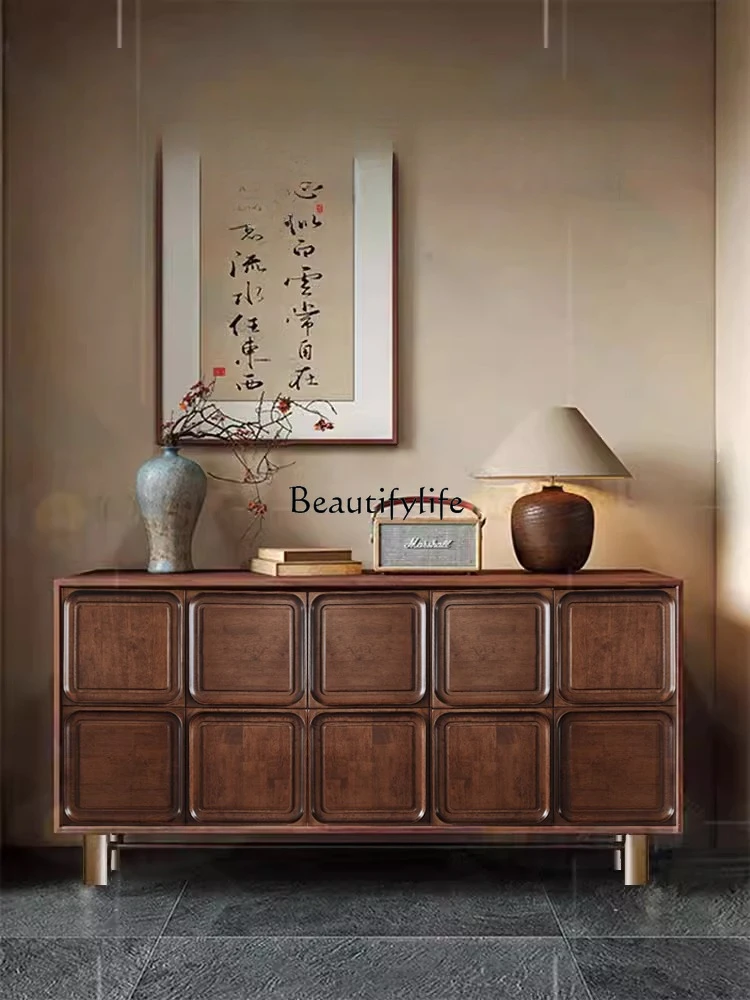 -Wabi Sabi Locker Modern Vintage Dining Room North American Black Walnut Simple Modern Living Room Entrance Cabinet