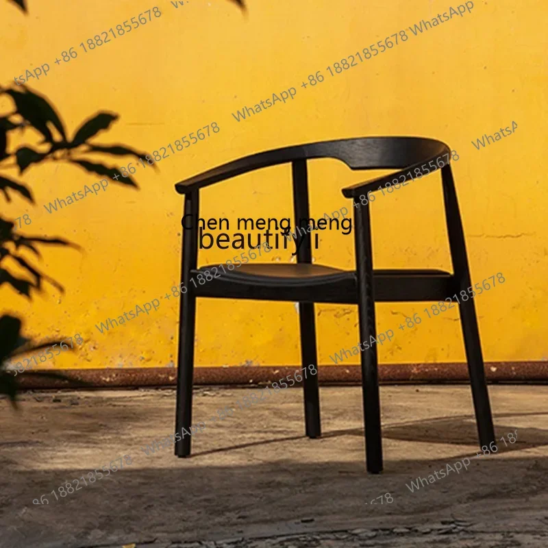 cc182R11 Chinese-Style Solid Wood Blue Armchair White Wax Study Chair Light Luxury Leisure Reception Tea Chair Home