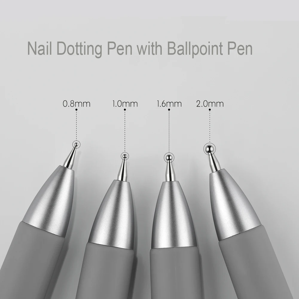 5-in-1 Nail Art Dotting Pen Mirror Chrome Powder Brush Ballpoint Pen Design Nail Art Tips Dot Painting Brush Rhinestone Picker