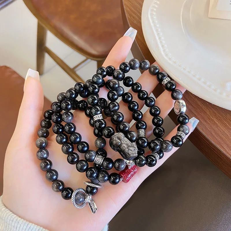 National Fashion Ethnic Style Obsidian Artistic Retro Xingshi Pi Xiu Girlfriends Birthday Gift Bracelet