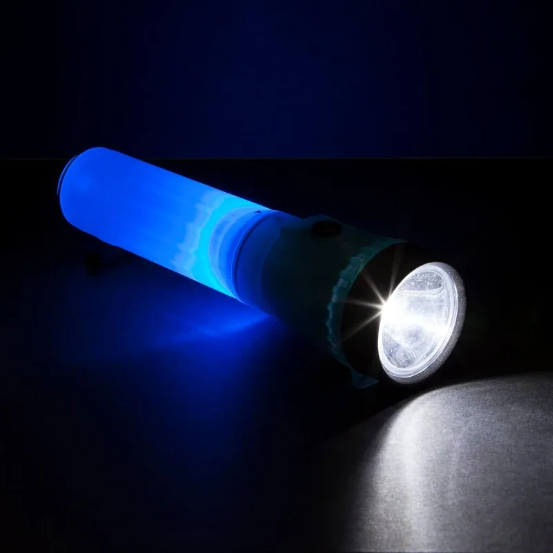 Life Gear LED Flashlight with Glow Handle, Emergency Flasher and Storage Compartment, RED