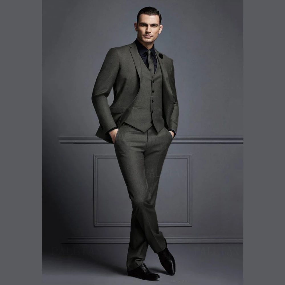 

Newest Fashion Handsome Men Suits For Wedding Groom Wear Best Men Slim Fit Groom Three Pieces Suit (Jacket+Pants+Vest)