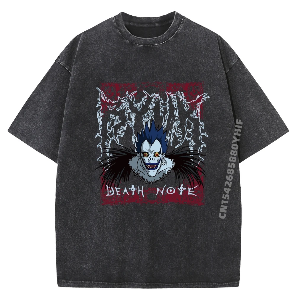 

Ryuk Normal Graphic Tees Mens Vintage Washed Tee-Shirt Latest Printed Shirts Mens Designer Clothes Gothic Style