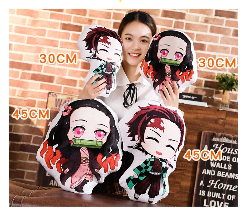 Anime Demon Slayer Kimetsu no Yaiba Kamado Tanjirou Giyuu Figure Stuffed Plush Doll Sofa Pillow Cushion Toys Kids Gift