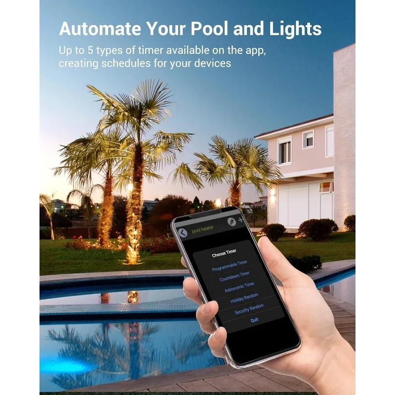 2025   Pool Pump Timer, Outdoor  Water Heater, Compatible with Smart Phone, Alexa, Google Assistant, UL Listed