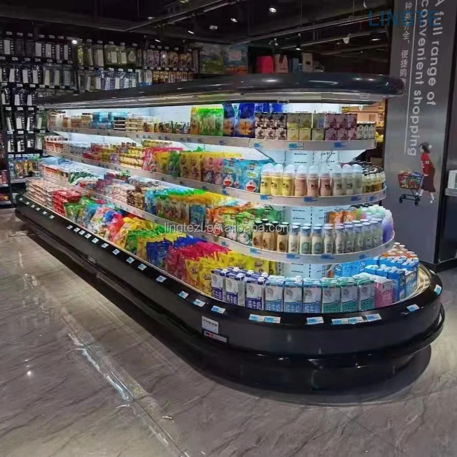 FL Island Style Refrigerated Cabinet Anti‑condensation Open Chiller For Supermarket Frozen Food Display And Storage Equipment