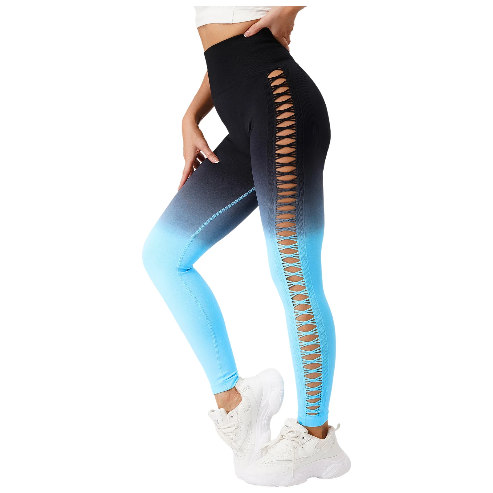 سراويل يوجا ضيقة على الورك للسيدات بخصر عالٍ وتصميم شبكي مجوف لممارسة اليوجا والجري واللياقة البدنية في صالة الألعاب الرياضية #2