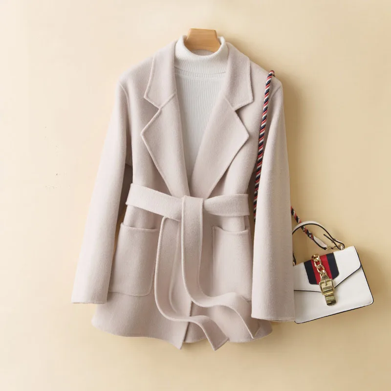 

Wool Coat Autumn Winter Double-Sided Cashmere Women's Woolen Coat 2025 New Fashion Women's Short Slim Women's Woolen Coat H533