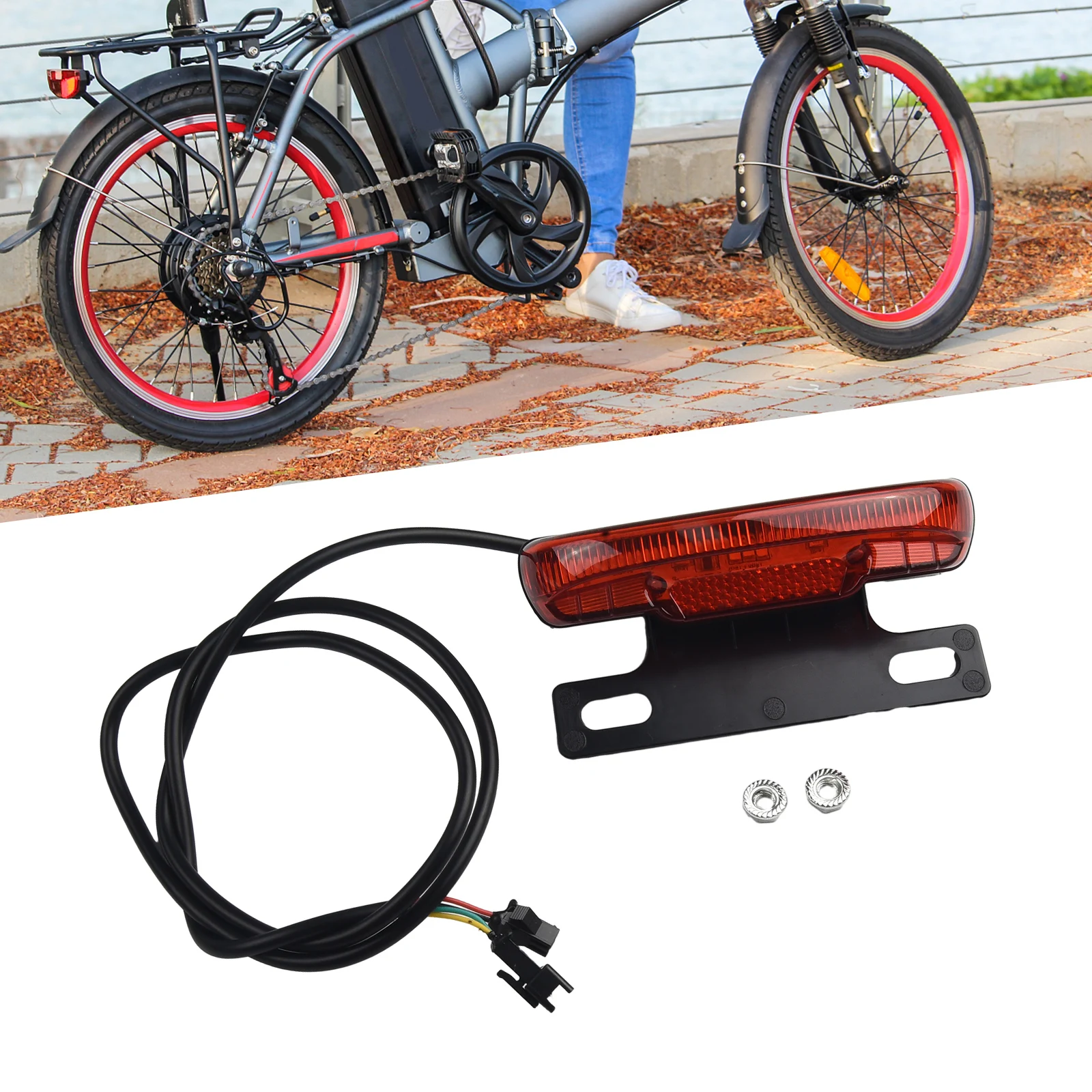 

LED Ebike Rear LightTail Lamp Ebike Turn Signal Light Rear Rack Lamps Tail Lights Night Safety Signal Lamps Bike Accesseries