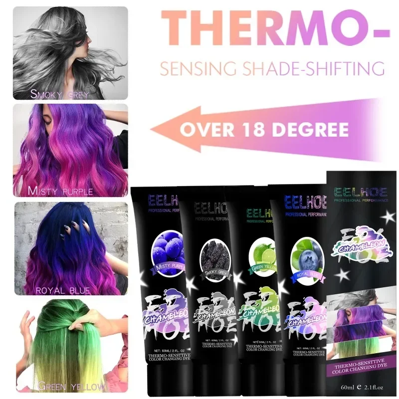 Heallor Color Change Hair Dye Popular Gradient Color Disposable Mermaid Color Changing Hair Dye Dye Cream for Hair Style