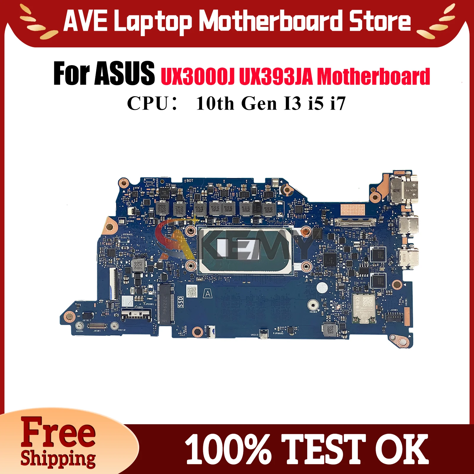 

UX393JA Материнская плата для ноутбука ASUS ZenBook UX3000J UX393JA UX393J Материнская плата для ноутбука с 10-го поколения I3 i5 i7 100% тестирование OK stk