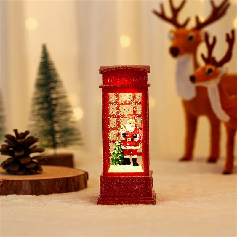 2024 Santa Claus Phone Booth Decoration Christmas Gift Christmas Crystal Ball Ornaments Led Lights Merry Christmas Decoration