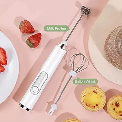 Electric Foamer Mixer Whisk Beater Stirrer 3-Speeds Coffee Milk Drink Frother USB Rechargeable Handheld Food Blender Whisk