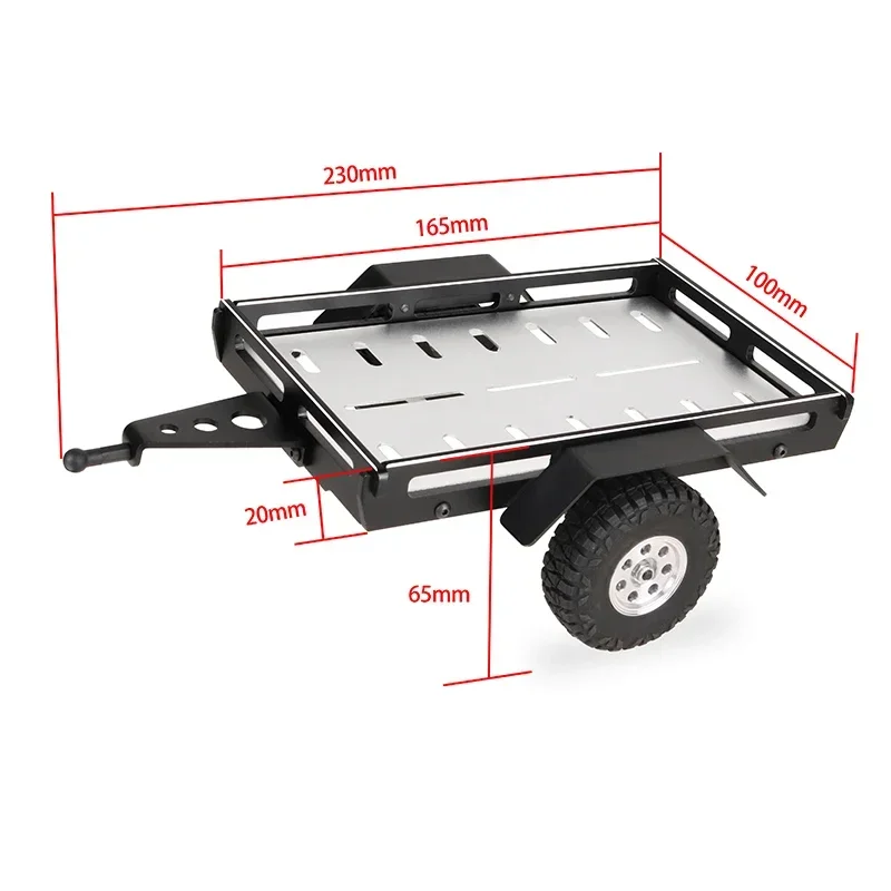 TRX4M Universal Black Simulation Aluminum Alloy Small Trailer for 1/18 RC Crawler TRX4-M Chevrolet K10 Defender Bronco Part Toys