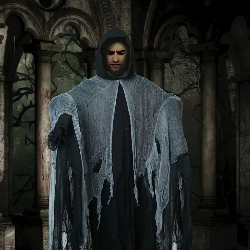Halloween-Kostüm, Horror-Geist-Kleidung, Erwachsener, Zombie-Umhang, Zauberer-Robe, tragen Geheimraum, Tod, verkleiden sich, Kostüm-Umhang – Detail 2