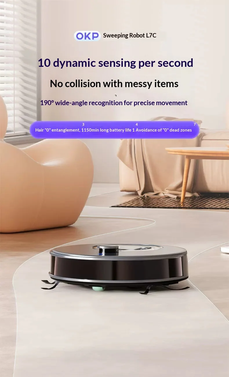 OKP L7C Sweeping Robot Vacuum 180m² Large apartment is clean and stress-free Robot Vacuum Cleaner Wit crossing obstacles