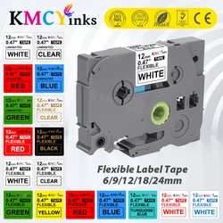 KMCYinks 6/9/12/18/24mm Multicolor Flexible Cable Label Tapes Compatible Brother Tze-FX231 tze-fx231 P-touch PT-18Rz/1010/1280