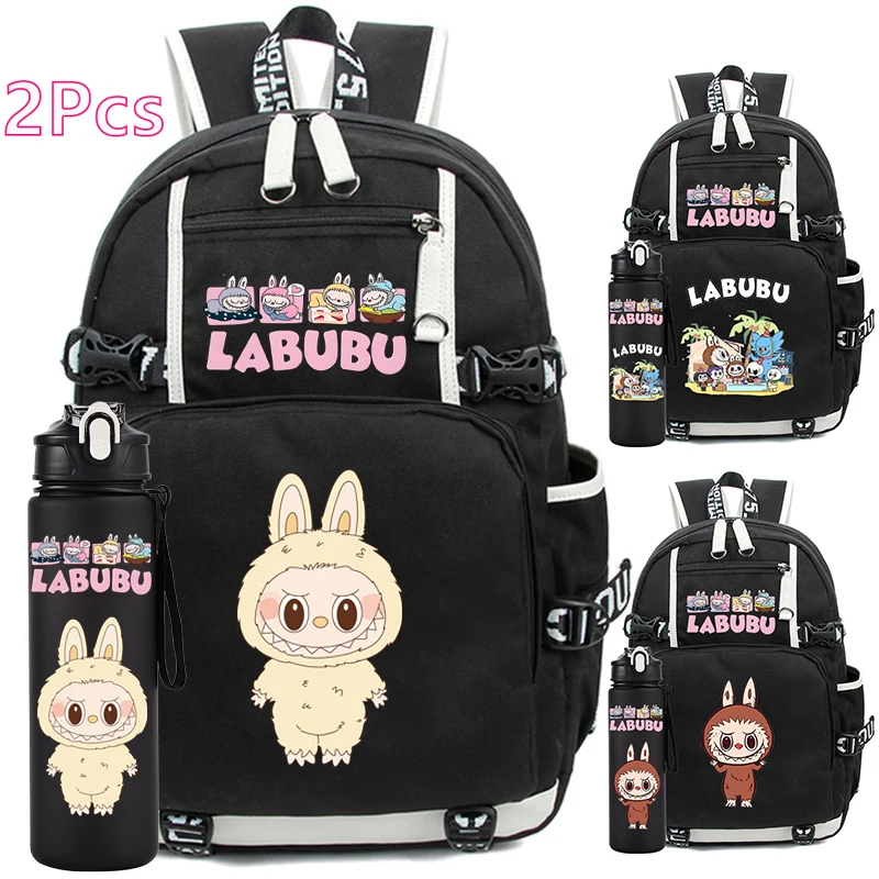 

2Pcs Anime Men Rucksack Backpack for Teen Boys Girls Student Schoolbag Back To School Backpack 750Ml Sports Water Bottle