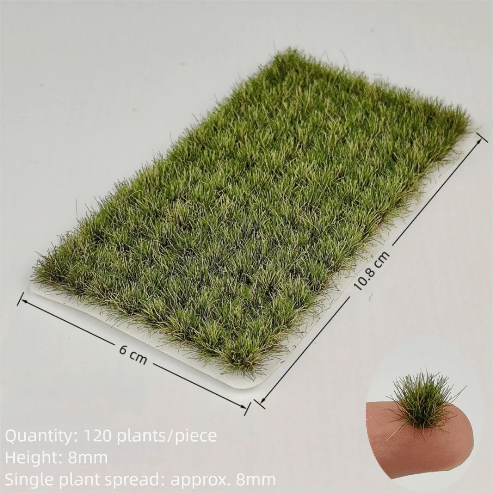 120 Stück mehrfarbige Grasbüschel, 8 mm Höhe, selbstklebendes Miniatur-Blumengrasmodell, DIY-Zubehör, Sandtisch-Layout