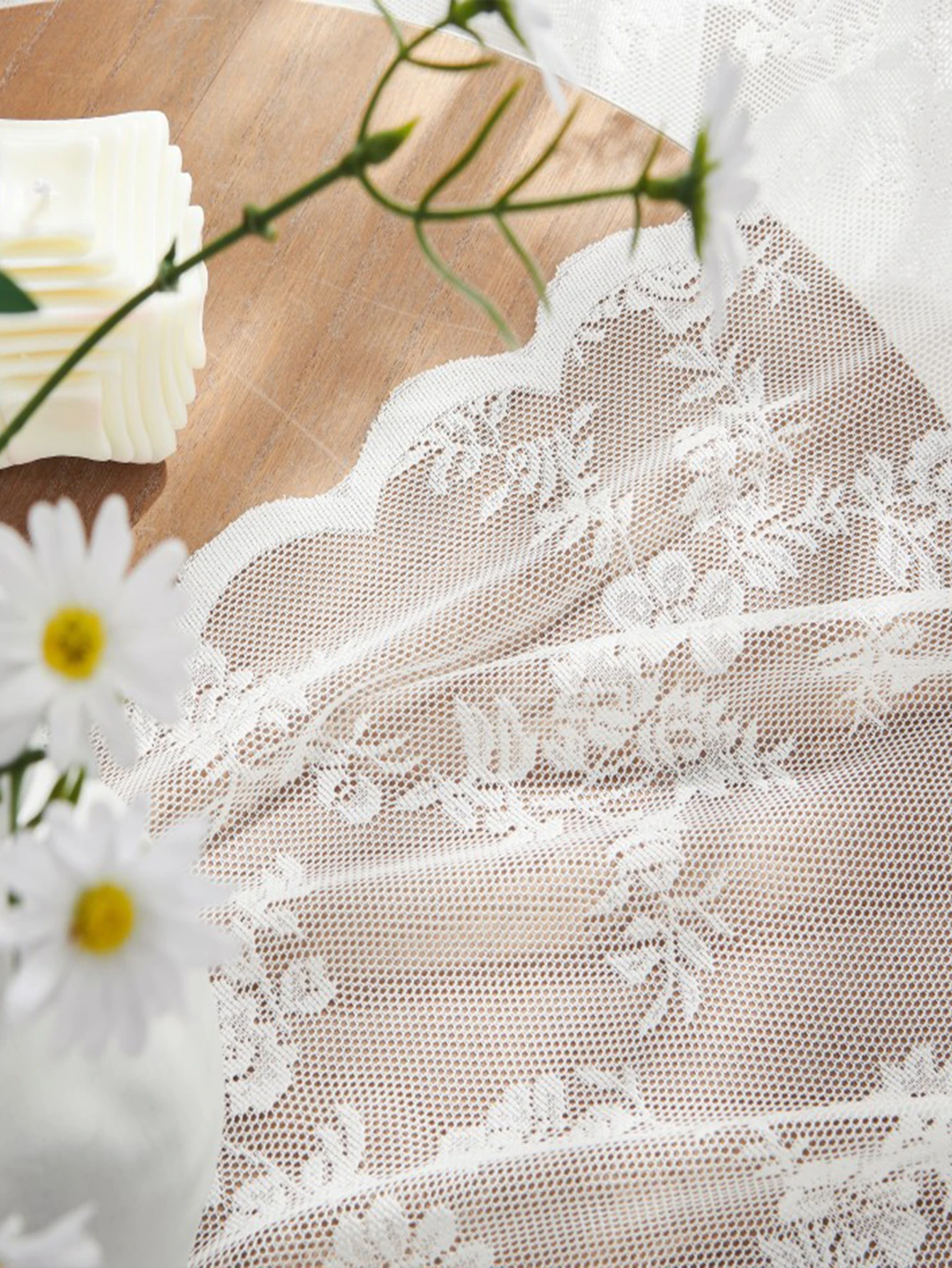 1PC Ramadan Wit Kant Kleine Bloemen Gordijnen, Pure Effen Decoratieve Gordijnen Kleine Deur Gordijn Staaf Zak, Feestelijk Gordijn