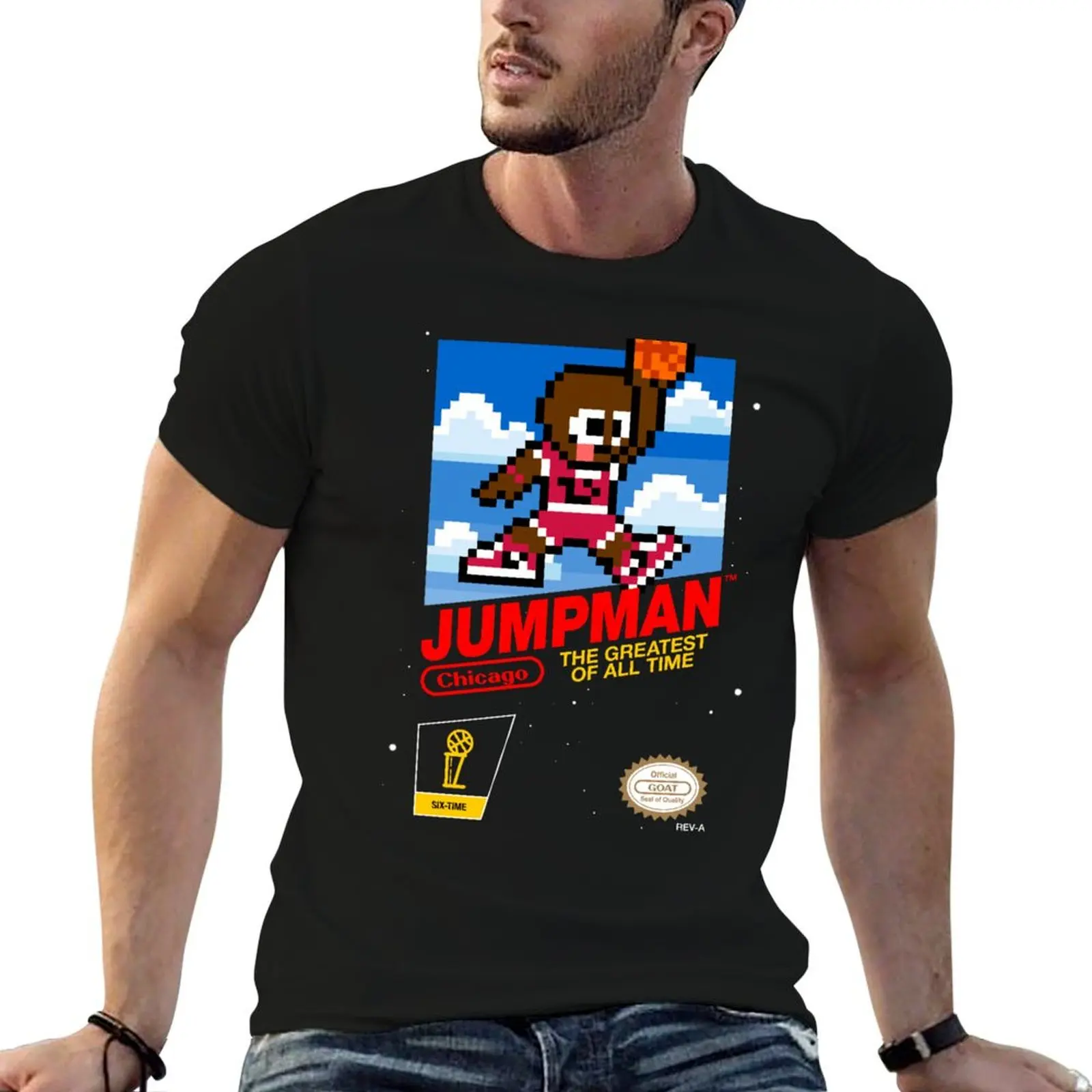 

Jumpman #23 (8-bit Retro Videogame Cart) T-Shirt man t shirt graphic t shirts for man slim fit T-Shirt