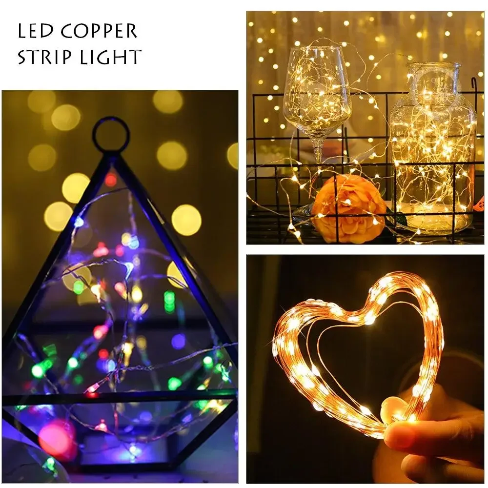 2m 3m 5m 10m Copper Wire  Fairy String Lights Battery Powered Garland  Holiday Christmas Lights Wedding Party Decoration Luces