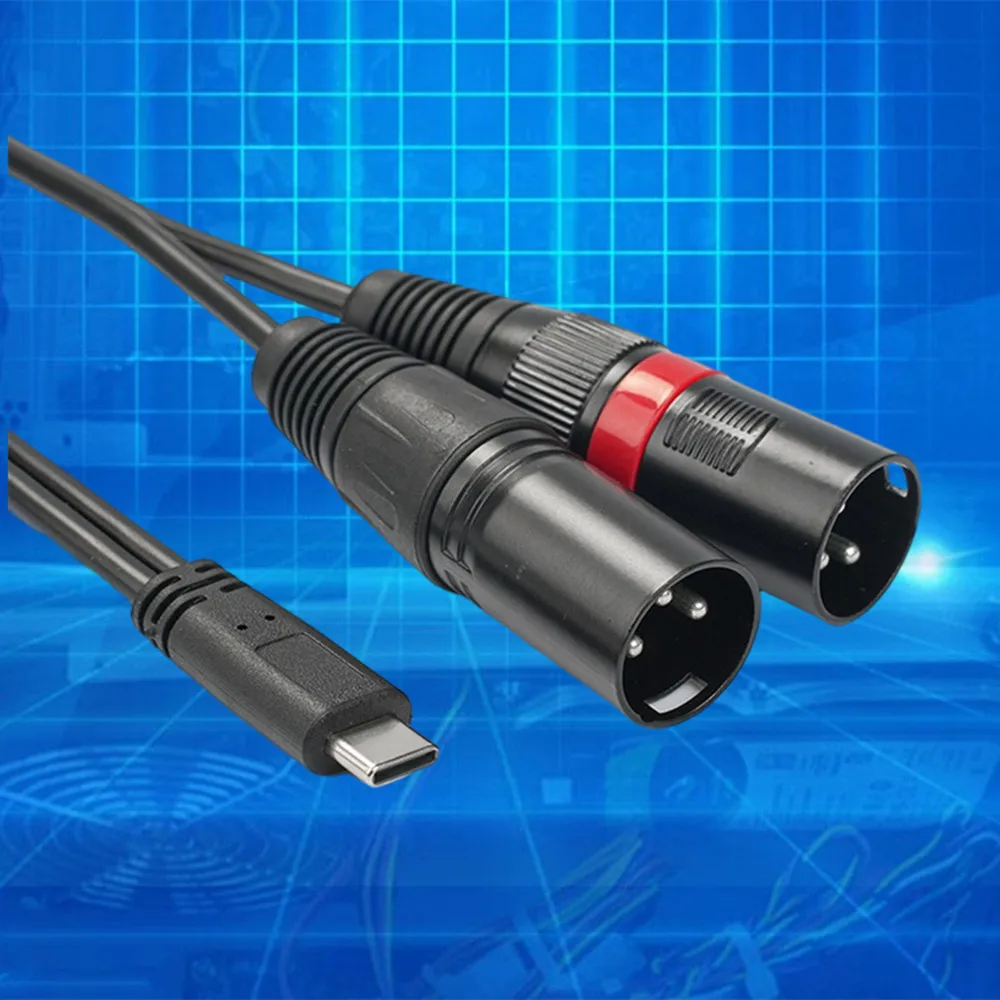 Type C To Dual XLR Male Aux Audio Cable Built in DAC Chipset USB C To Dual XLR Audio Cable Type C To XLR Male Output Stereo Cord