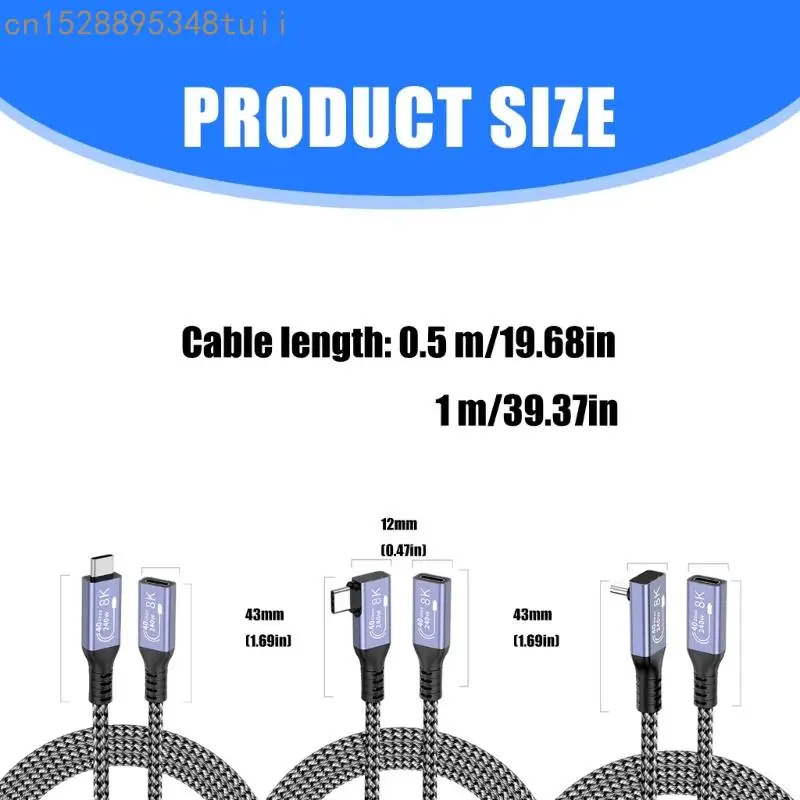 Y4QF USB C 4 Cavo USB C ESTENSIONE Cavo Cavo da maschio a femmina Supporto 240W Video 4K Video per telefono per telefoni16/15