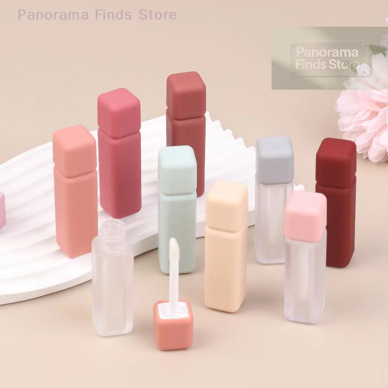 1Pcs 5ml Square Lip Gloss Tube with Brush Rod Scrub Refillable Liquid Lipstick Container DIY Cosmetic Packaging for Lip Balm