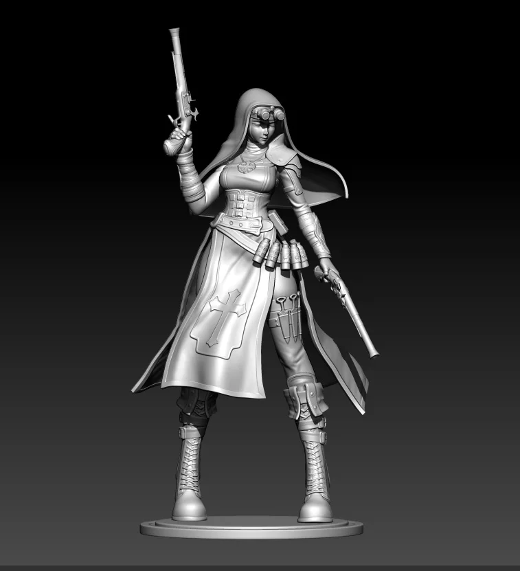 

1/24 75mm 1/18 100mm Resin Model Kits Nun Gunner Figure Unpainted No Color RW-1087