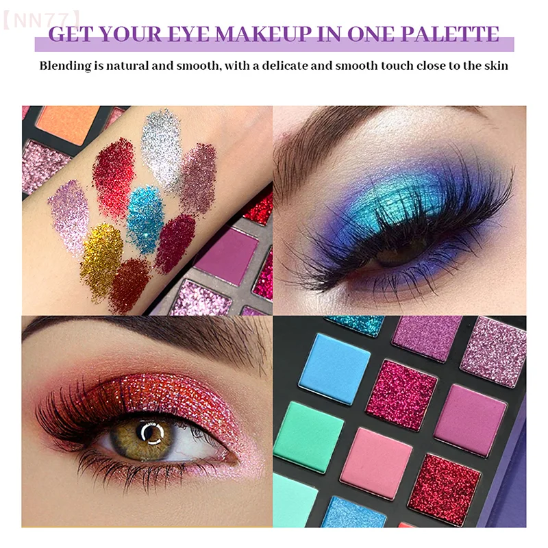 72 kleuren oogschaduwpalet - 4-in-1 professioneel make-uppalet, matte en glanzende oogschaduw, sterk gepigmenteerd kleurrijk palet