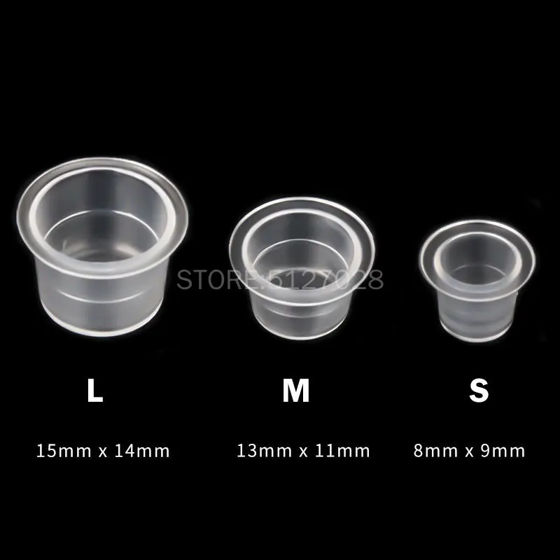 100Pcs Kunststoff Microblading Tattoo Ink Cup Cap Pigment Klar Halter Container S/M/L Größe Für Nadel spitze Grip Tattoo Supplis