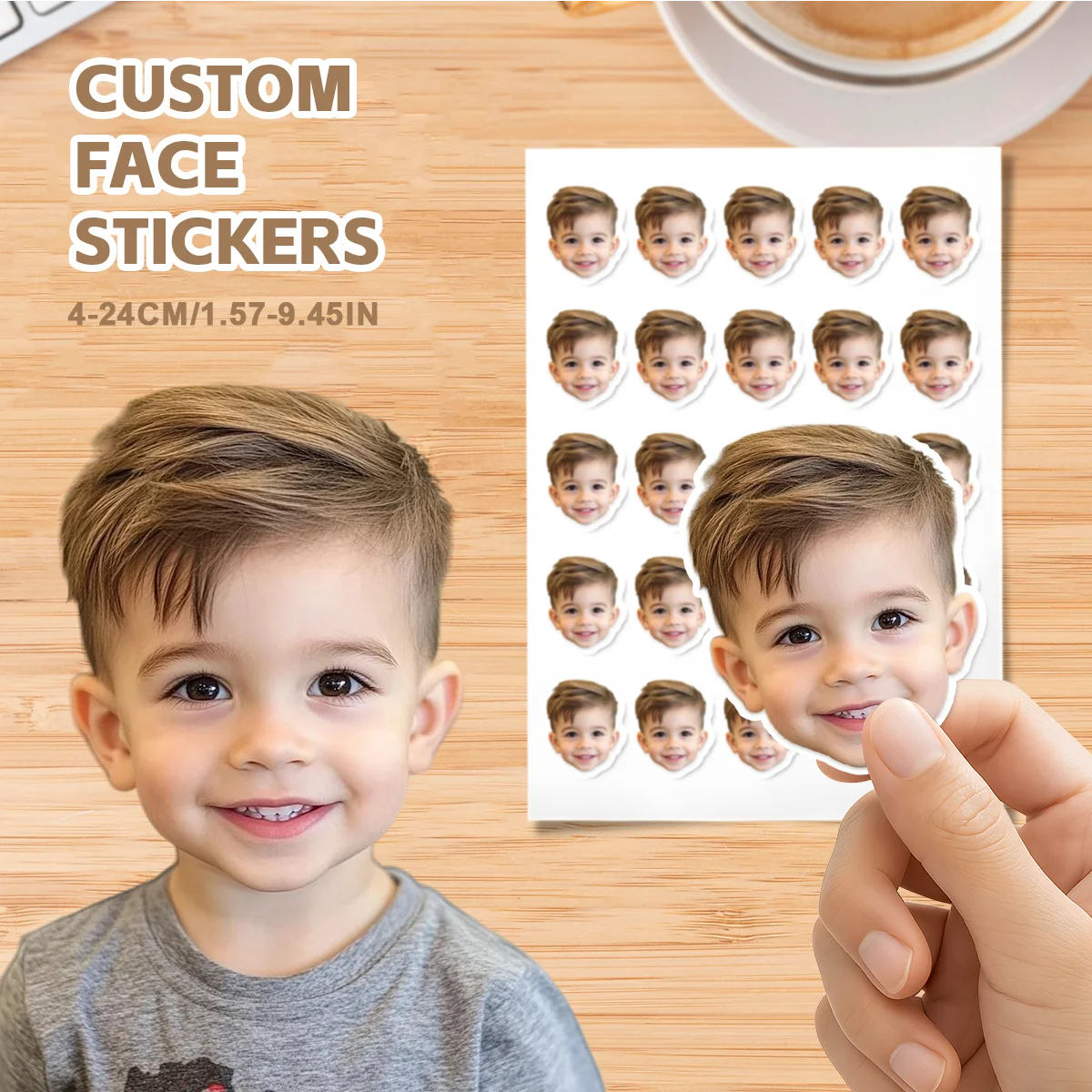 Custom Stickers of Face Surface Waterproof Personalized Stickers of your Photo Logo Labels for Laptop Cup, Birthday Party Decor