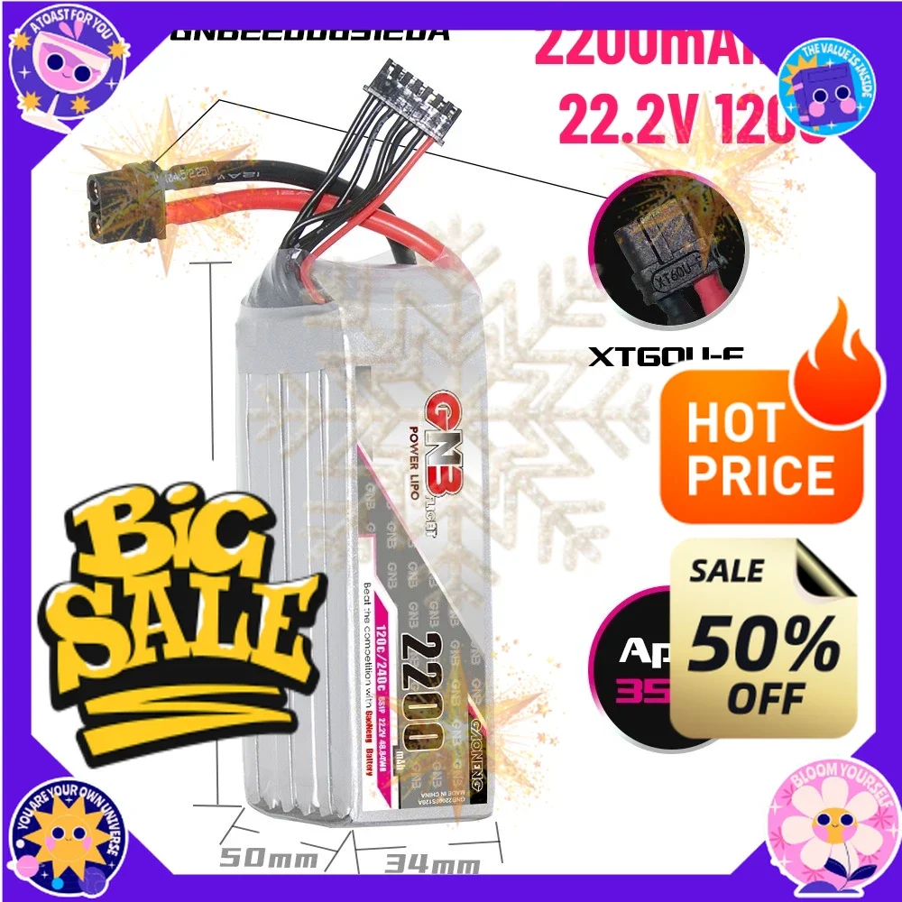 SWZY 2200mAh 6S 22.2V 120C with XT60 LiPo Battery for Time Traveling Aircraft Model Drone FPV High Rate Lithium Battery