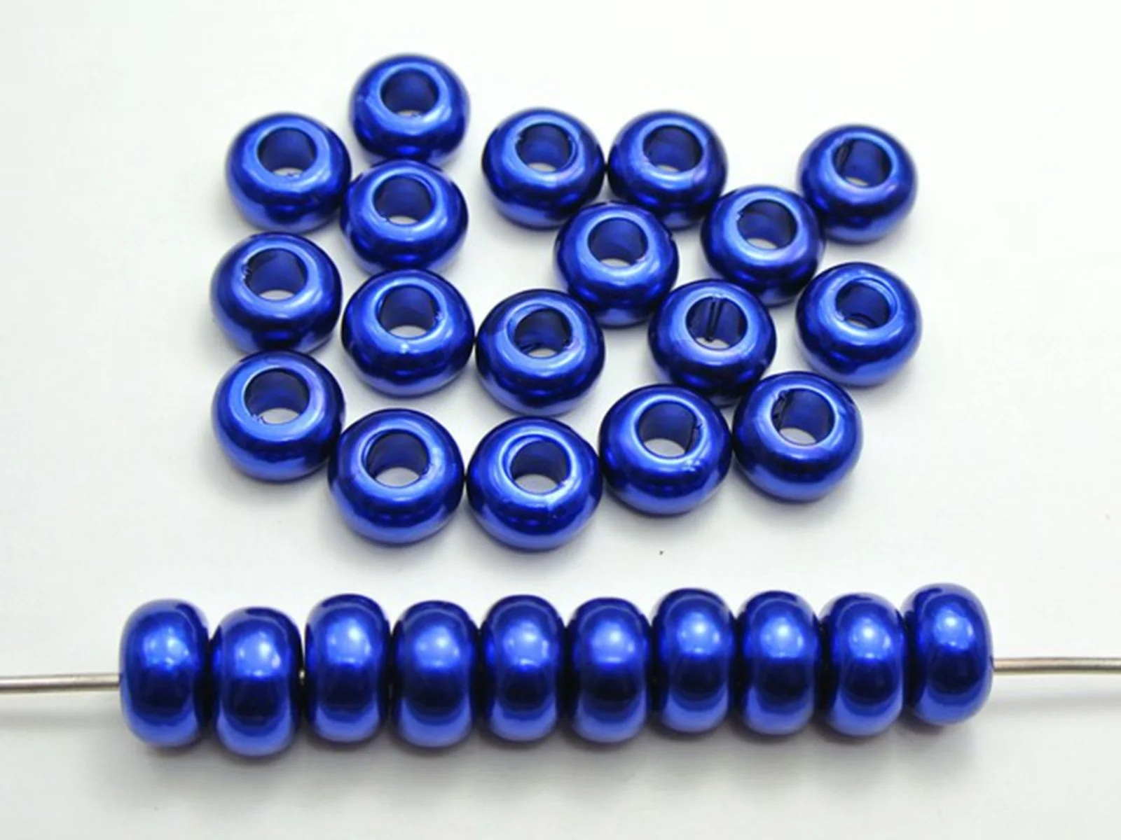 100 Mixed Color Acrylic Faux Pearl Rondelle Spacer Beads With Large 5mm Hole