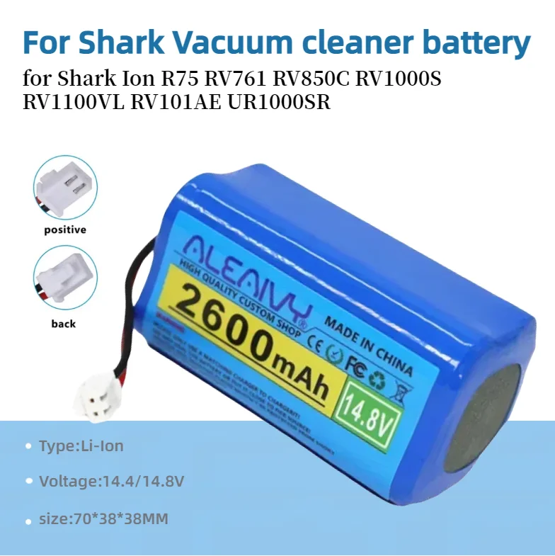 

Аккумулятор RVBAT850 для пылесосов Shark Ion R75 RV761 RV850C RV1000S RV1100VL RV101AE UR1000SR RV700_N (2-контактный разъем)